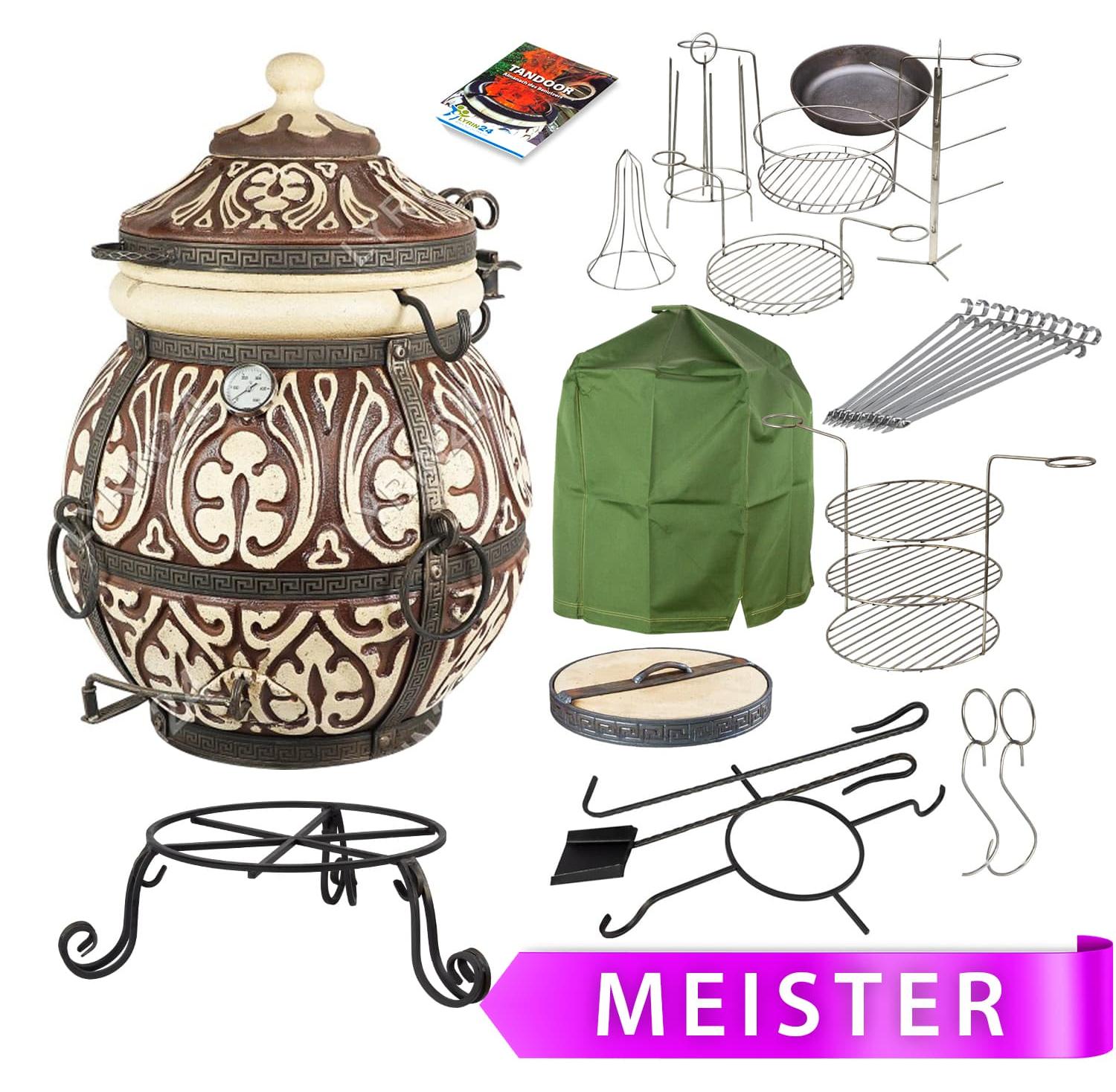 Tandoor Attika Lehmofen aus Schamott mit Zubehör Meister 14-teilig