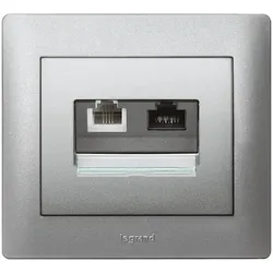Legrand 771375 Abdeckung VDI 30° flach RJ45 Beschriftung träger Galea soft Aluminium