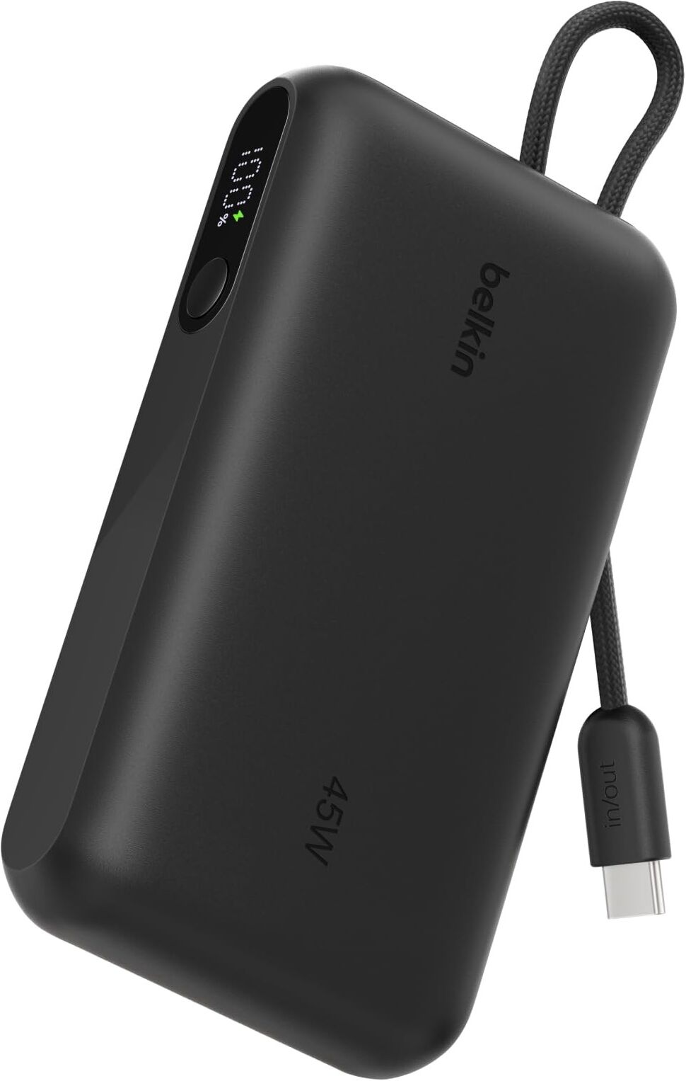 Belkin UltraCharge 45W Power Bank with Integrated USB-C Cable and Display - 10000mAh