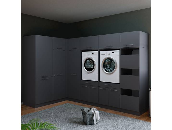 Eck-Hauswirtschaftsraum Set B 396 x 200cm Grau/Anthrazit