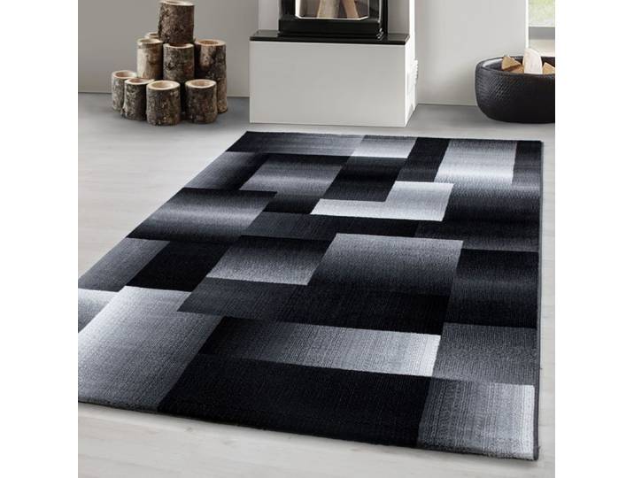 Carpetsale24 Tapis de Salon Moderne Tapis moelleux Noir 200x290 cm - Design à Carreaux Abstraits