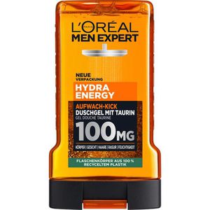 LOREAL Duschgel Paris Men Expert Hydra Energy Aufwach-Kick, für Männer, Körper, Haare und Gesicht, Flasche, 250 ml