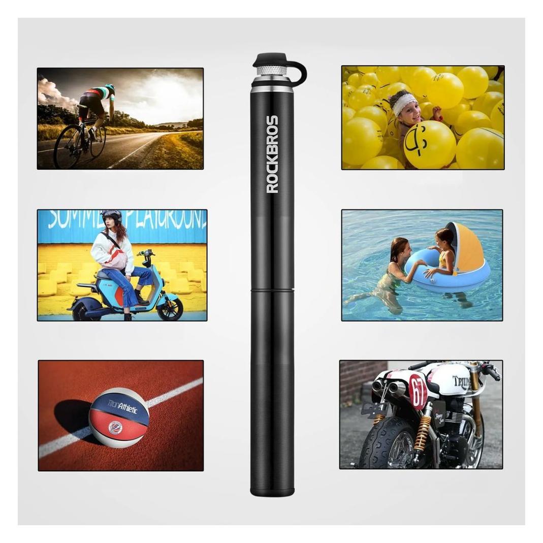 Rockbros JG-PB-004 Leichtbau-Fahrradpumpe mit Manometer - schwarz (5907769390999)