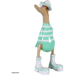 HTI-Living, Deko Figuren + Skulpturen, Dekoente Minze McQuak aus Holz 25 cm Mint Weiss Maritime Dekoration