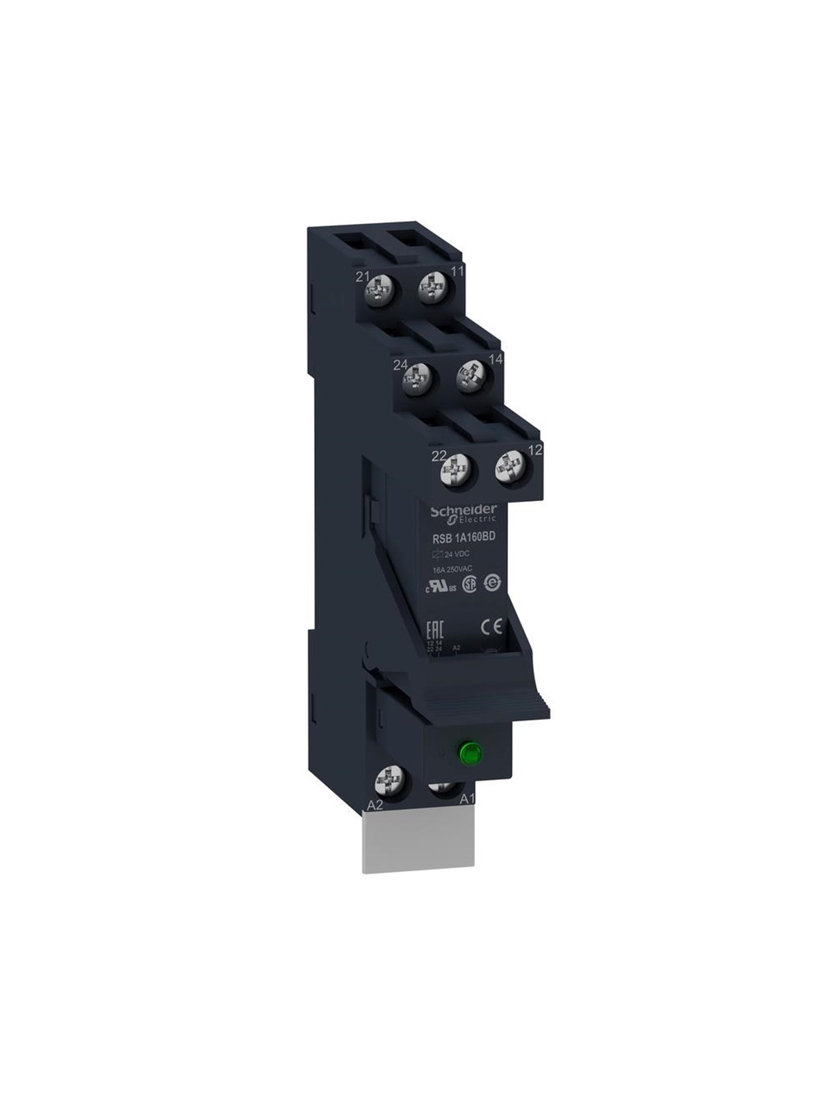 Schneider Electric Zelio rsb plug-in relay premounted in socket with diode and legend 1 c/o 16a contact and 24vdc supply