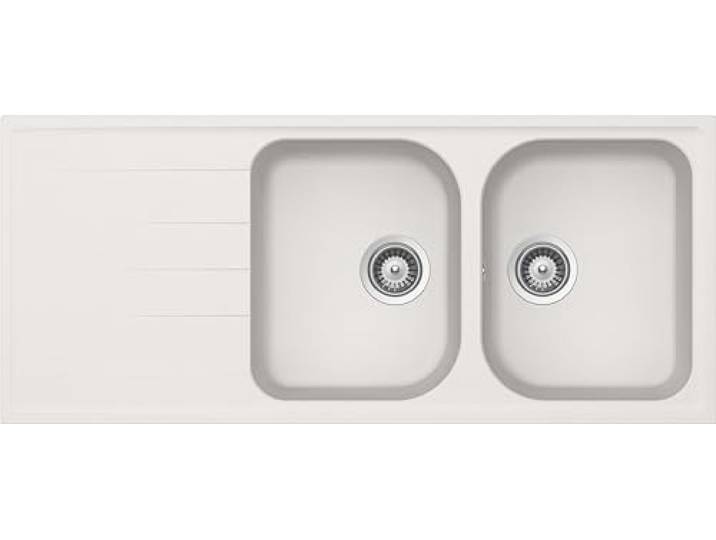 SCHOCK - Lithos D200 Küchenspüle 2 Becken mit Abtropffläche, 1160 x 500 mm Wendbare Badewanne; Material Cristalite®; Farbe New Alumina