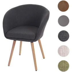 Einzelst�ck | Esszimmerstuhl Malmö T633, Stuhl Küchenstuhl, Retro 50er Jahre Design ~ Textil, grau
