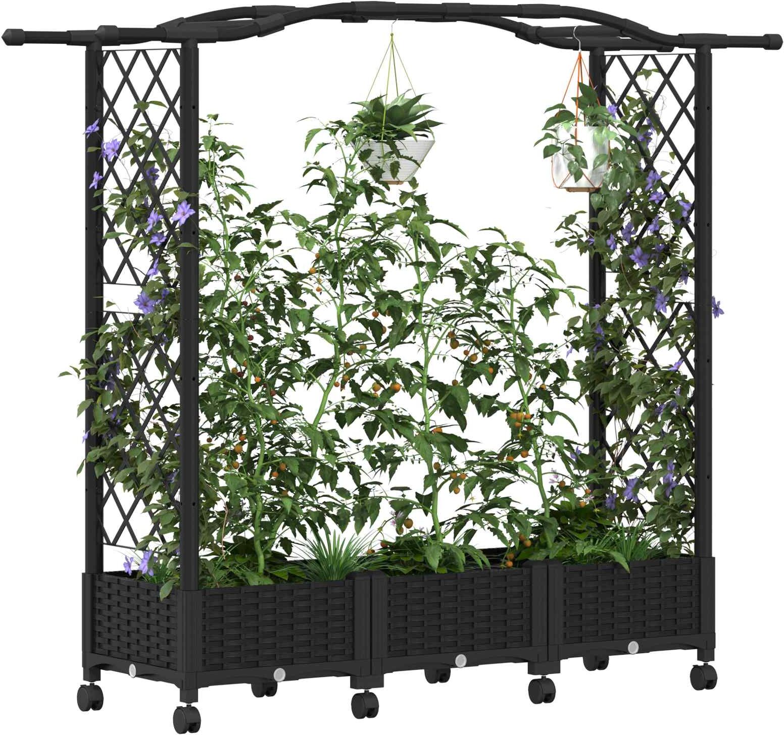 vidaXL Lit Élevé avec Treillis et Toit Noir 169 x 40 x 129 cm PP