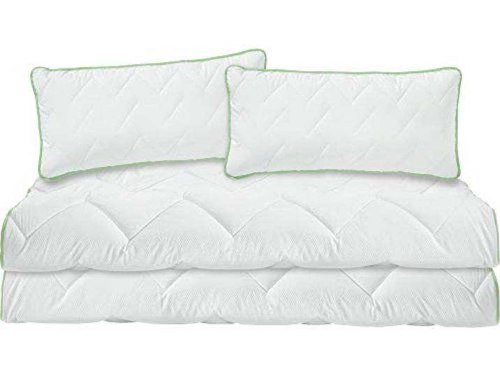 Erwin Müller Bett-Set 4-TLG. Inn, Steppbett, Kissen Seersucker weiß Größe 155x220 cm (40x80 cm) - Wärmestufe 3, Feuchtigkeitsabtransport, Liegekomfort anschmiegsam, pflegeleicht