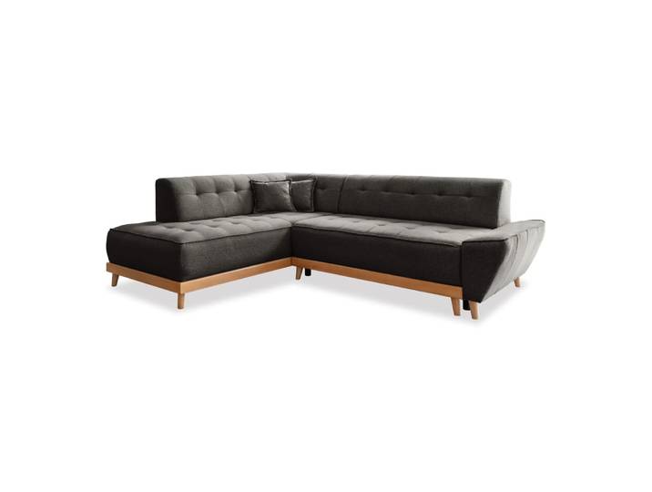 Canapé d'angle 6pl convertible, angle gauche, anthracite