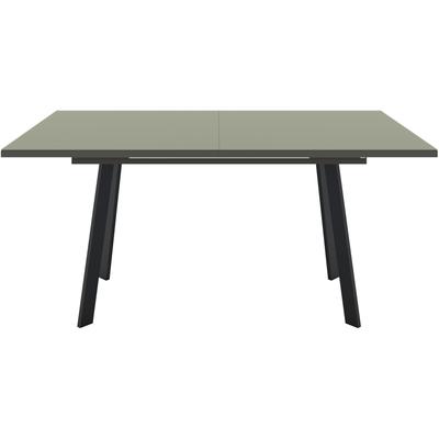 Esstisch "Reno", grau (schwarz feinstruktur, glas olivgrün glanz, schwarz feinstruktur, glas olivgrün glanz), B:160cm H:75cm T:90cm, SET ONE BY MUSTERRING, Tische, Esstisch, Mit Vierkantfuß, wählbaren Gestellen und Plattenfarben