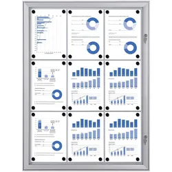 Showdown® Displays S Schaukasten 9x DIN A4 keine-Fach  alusilber