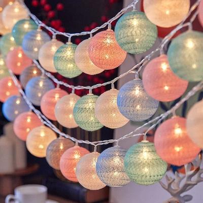 Uplift Essentials Macaron Cotton Ball USB String Lights Macaron Cotton Ball USB String Lights