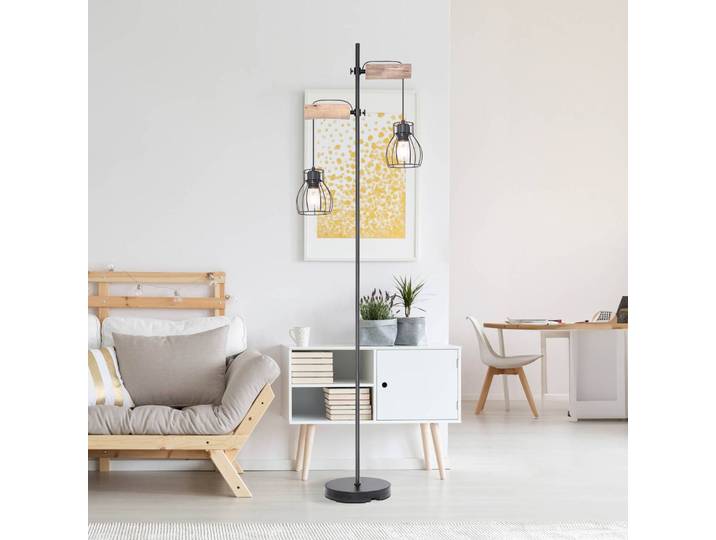 Globo Stehlampe Mina, schwarz, für Wohn- / Esszimmer, Metall, Stehlampe