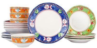 Vietri Melamine Campagna Assorted Sixteen-Piece Place Setting