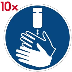Marahrens Aufkleber / Hinweisschild »Hände desinfizieren« (GBP 28), Ø 10 cm, 10 Stück blau