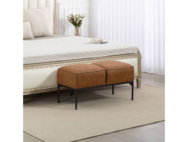HOMCOM Tabouret Moderne Cuir Synthétique Pieds Acier Marron