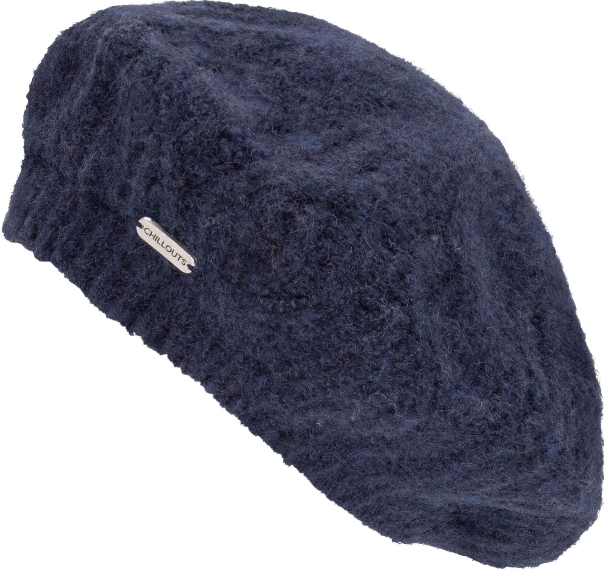 Baskenmütze CHILLOUTS, Damen, blau (navy), Feinstrick, Materialmix, Zopfmuster, unifarben, Mützen Baskenmütze, für kühle Herbst- und Wintertage