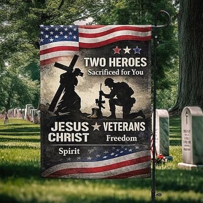Nur zwei prägende Kräfte haben sich jemals bereit erklärt, für dich zu sterben: Jesus Christus und die Veteranen. Veteranentag, Gedenktag für gefallene Soldaten, Amerika 250