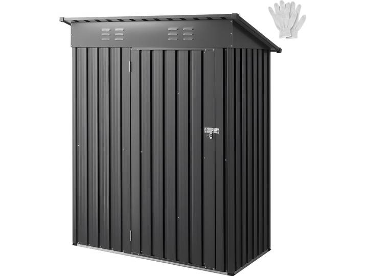 VEVOR Abri de jardin en métal\, abri de jardin avec porte verrouillable & 2 fentes d'aération\, abri de jardin pour rangement extérieur pour cour\, jardin\, terrasse\, vélo\, 1533x876x1815 mm
