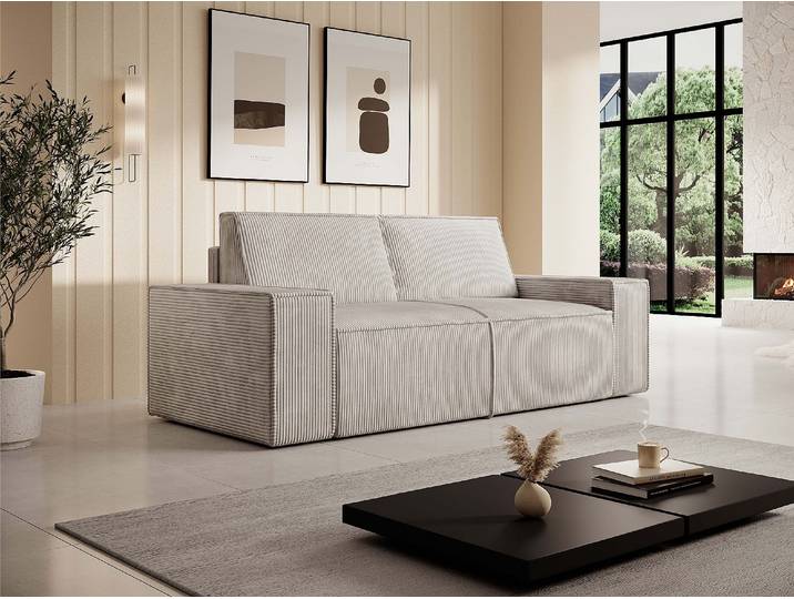 Sofa 2-Sitzer - Cord - Beige - AMELIA