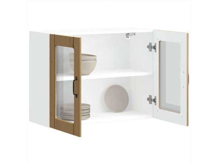 Vitrine suspendue cuisine Cabinet haut avec porte en verre Lucca 80x31x60 cm A12033
