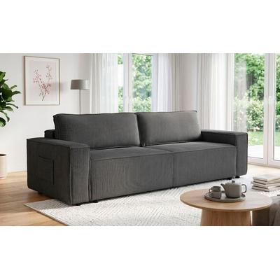 Schlafsofa OTTO HOME "CASSI 3-Sitzer, 240 cm - OTTO. Verlässliche Qualität.", grau (anthrazit), B:240cm H:80cm T:48cm, Sofas, Schlafsofa, Schlaffunktion (134/200), Bettkasten, Cord