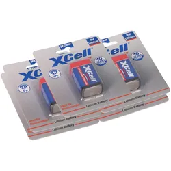 5x XCell X9V-B Lithium 9V Block Batterie 1200mAh im Blister - passend für Rauchmelder & Sicherheitstechnik