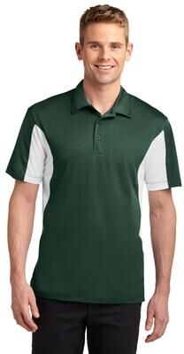 Sport-Tek ST655 Side Blocked Micropique Sport-Wick Polo Shirt in Forest Green/White size Small   Polyester