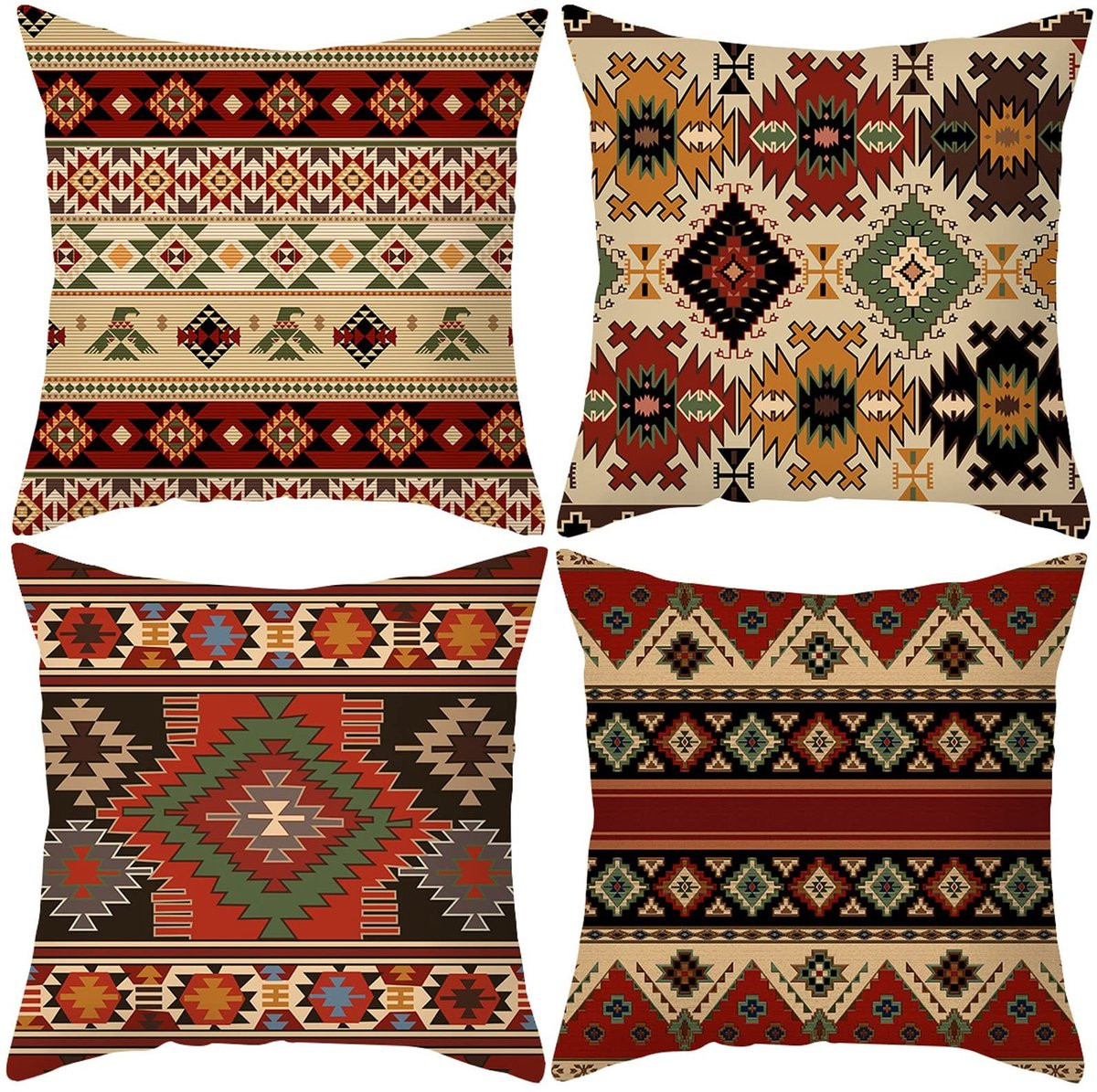 Set van 4 Azteekse kussenslopen voor decoratie