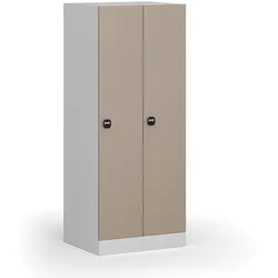 Metallspind S1, niedrig, 2 Abteile, 1500 x 600 x 500 mm, RFID-Schloss, beige Tür