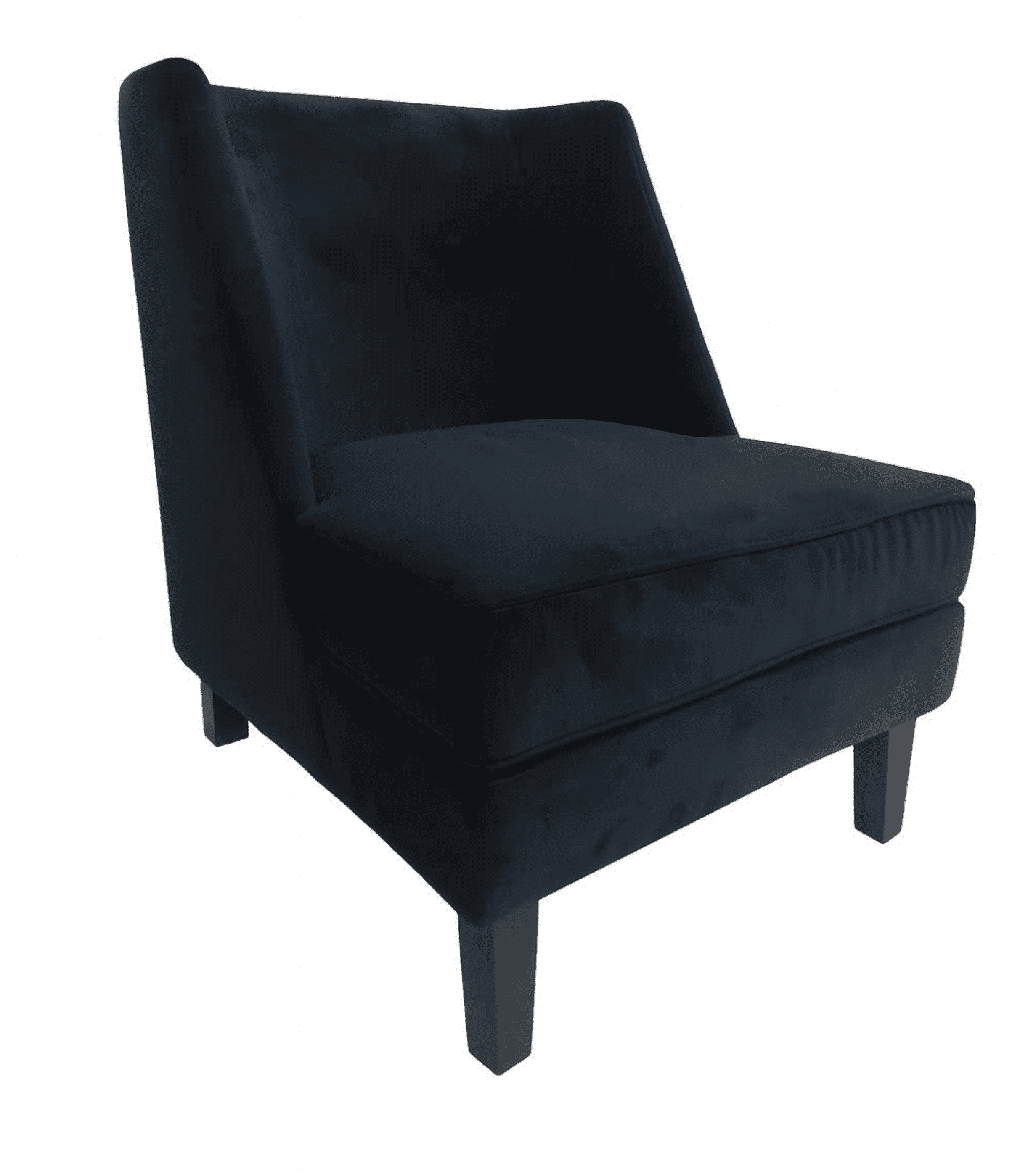 Knightsbridge Black Velvet Accent Chair With Black Piping