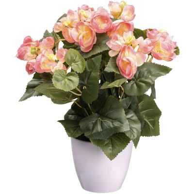 Kunstblume CREATIV GREEN "Begonienbusch", rosa, H:35cm, Obermaterial: 85% Polyester, 15% Polyethylen, Kunstpflanzen