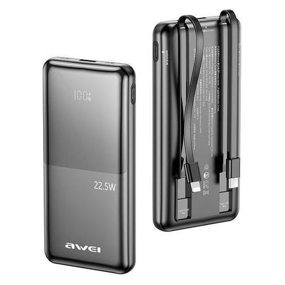 Awei PowerBank P76K 10000mAh 22.5W czarny/black Digital Display (10000 mAh, 22.50 W) (AWE000207)