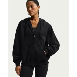 NIKE Damen Unterjacken lg.Arm Da Nike Studio Fleece mittleres Gewicht OversizeDamen Hoodie mit durchgehendem Reißverschluss, Größe L in Schwarz Schwarz