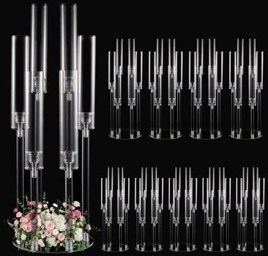 Inspired Living Crystal Clear 6 Arm Candelabra Set Of 10 Clear Acrylic Taper Candle Holders For Wedding Centerpieces Crystal Clear 6 Arm Candelabra Set Of 10 Clear Acrylic Taper Candle Holders For Wedding Centerpieces