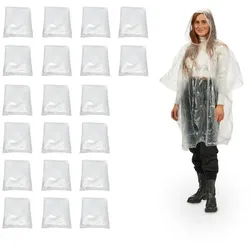 Relaxdays 40 x Einweg Regenponcho Transparent