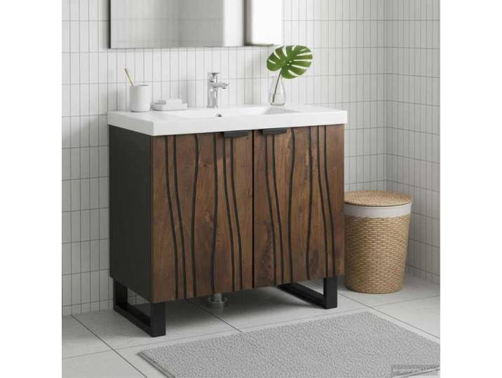 Meuble WC Marron - Meuble de Lavabo de Salle de Bain - Noyer 62x33x58 cm A894