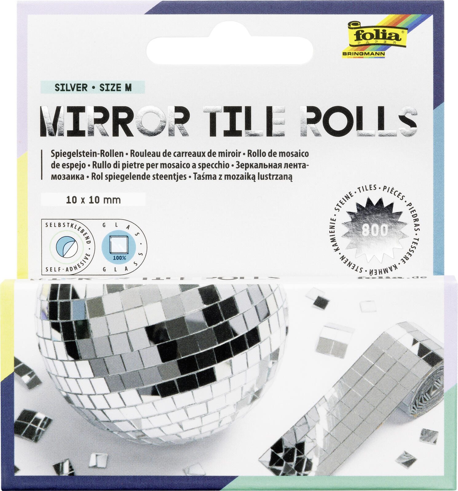 folia Mosaiksteine MIRROR TILE ROLLS M silber 541060