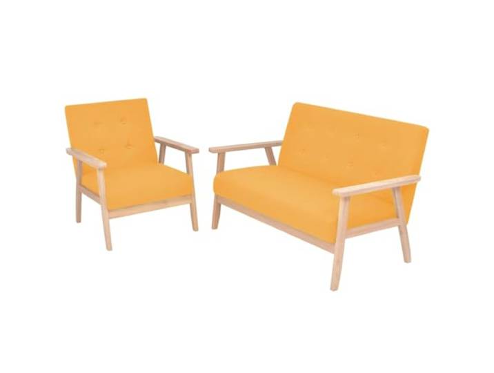 GHVBNMF Sofagarnitur 2-TLG. Skandinavisch Gelb aus Holz & Stoff Ergonomisches Couch-Set mit weicher Schaumstoffpolsterung für Ihr Wohnzimmer, Leseecke oder Büro.