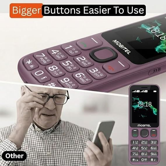 Mobitel 1010 4G Senior Mobile Phone with Large Display and SOS Button - Purple