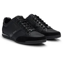 BOSS Herren Sneaker - Saturn Lowp, Turnschuh, Freizeit, Material-Mix mit Echtleder Schwarz / EUR 45