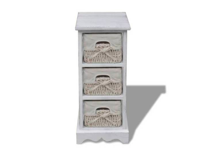 BONNIE®Étagère de rangement - Décoration pour Maison cuisine bureau， en bois 3 paniers en tissage Blanc FR980406