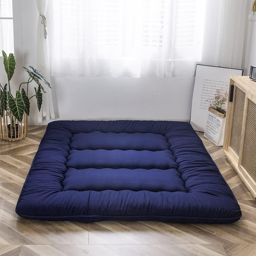 Extra dikke opvouwbare Japanse futonmatras en loungematras met gestoffeerde bekleding