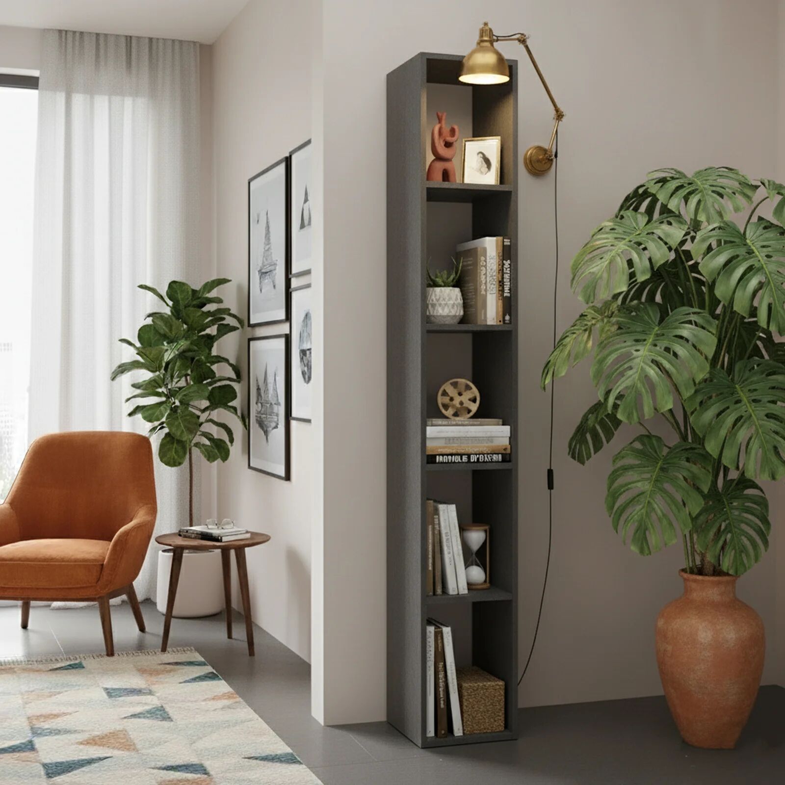 garneroarredamenti Libreria colonna 28x186h cm con 4 ripiani antracite Sunset