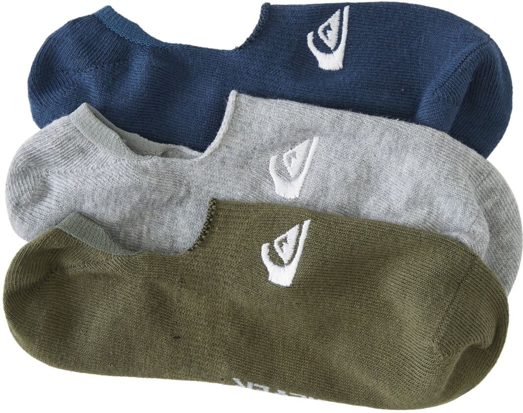 Socken QUIKSILVER "3 Pack No Show", Herren, grün (olive), Baumwolle, Socken Socken olive Einheitsgröße