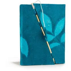 Lokta Bold Floral Bamboo Lock Notebook – Medium (15x12cm) – 45 Leaves – Midnight Blue