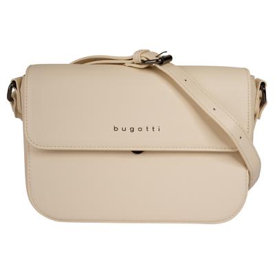 Umhängetasche BUGATTI "BUGATTI Damen ALMATA", Damen, Gr. B/H/T: 25cm x 17cm x 9cm onesize, beige, Polyurethan (PU), leicht glänzend, unifarben, Taschen Umhängetasche