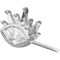 14 Karat Gold Aufsatz mit Titan Push Pin MOISSANIT-OVAL + SONNENSTRAHLEN