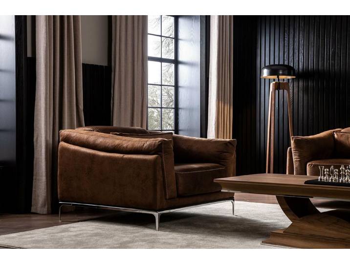 Xlmoebel Sessel Moderner brauner Sessel, mittel gepolstert, elegantes Design (Sessel), Hergestellt in Europa